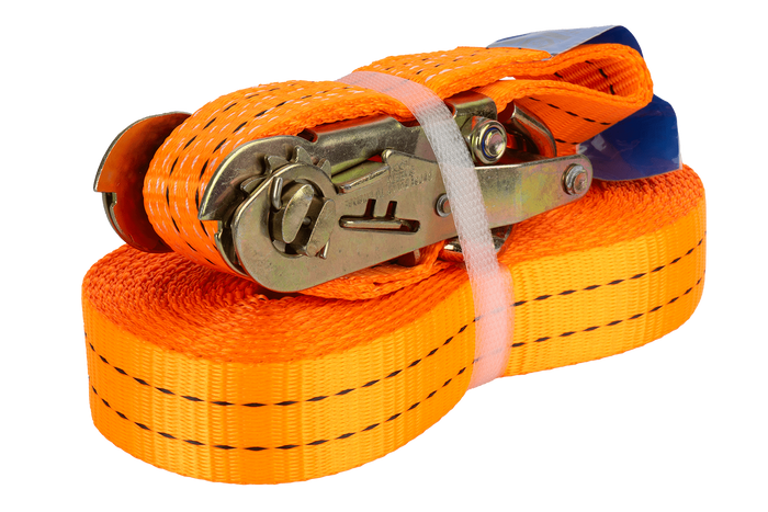 Set di quattro cinghie di trasporto UNITRAILER arancioni da 10 m/35 mm/2 t con tenditore
