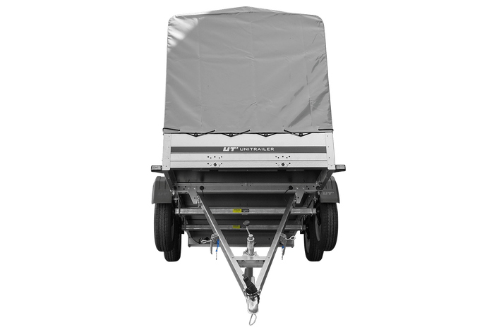 Rimorchio a due assi 264x125 UNITRAILER GARDEN 264/2 KIPP con telaio H-1100 e telone grigio