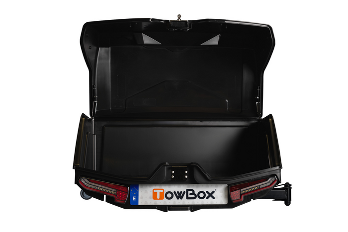 Towbox Camper Alpha nero (corto) - portapacchi da montare sul gancio di traino