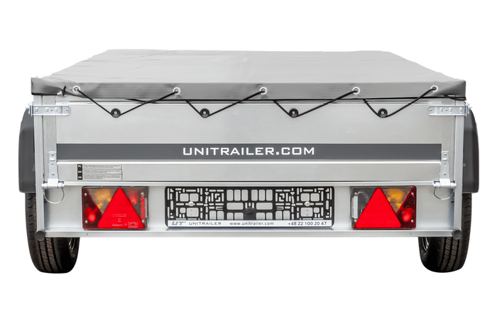 Rimorchio con telo fino a 750 kg Unitrailer Garden Trailer 230 KIPP con ruotino di appoggio e telo piatto grigio