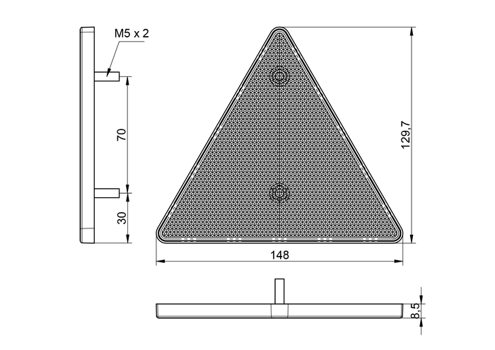 Triangolo riflettente d'emergenza DOBPLAST DPT35, rosso, 148mm