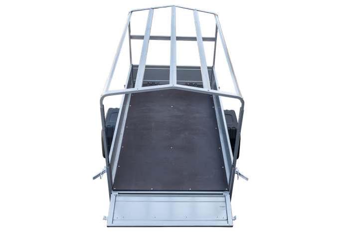 Rimorchio auto leggero 200 x 106 con ruota di supporto, telone blu e centina PTT 750 KG Garden Trailer 200 KIPP