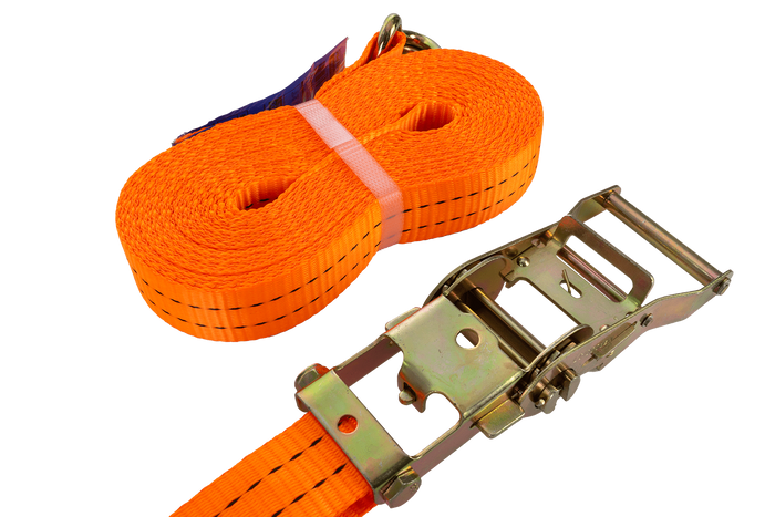Set di quattro cinghie di trasporto UNITRAILER arancioni da 10 m/35 mm/2 t con tenditore