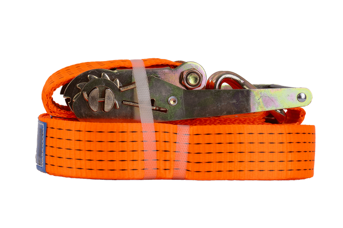 Set di quattro cinghie di trasporto UNITRAILER arancioni da 15 m/50 mm/5 t con tenditore