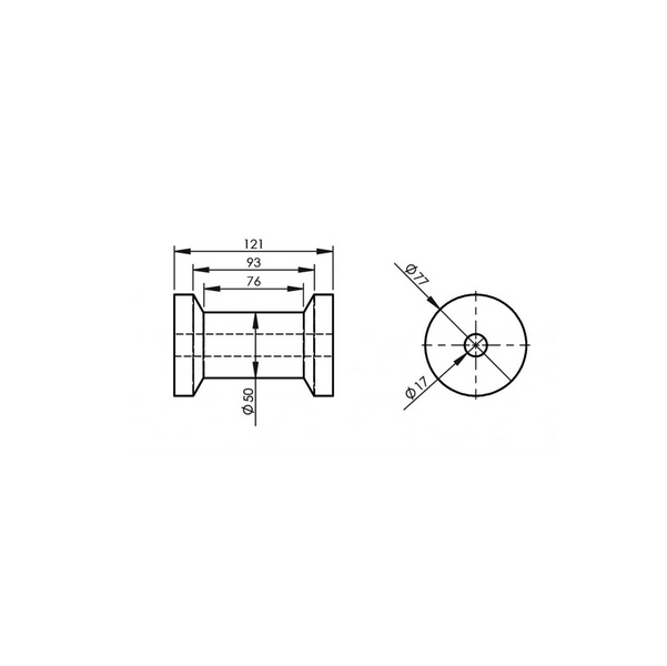 Rullo inferiore KNOTT da 121 mm per rimorchio per barche