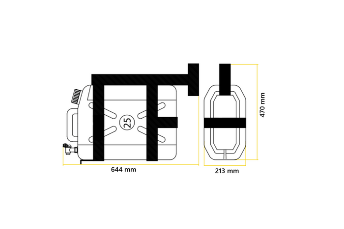 Serbatoio dell'acqua LOKHEN STARK da 25 litri con telaio per rimorchio autobus e dispenser di sapone