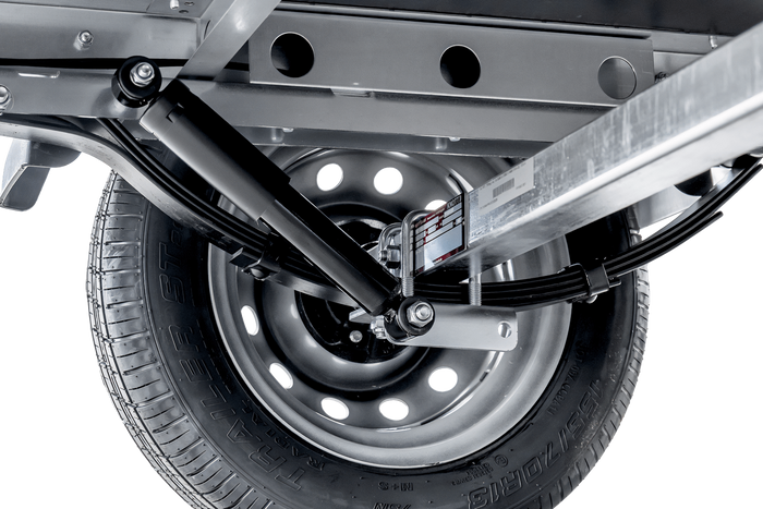 Rimorchio leggero su molle 264x150 UNITRAILER GARDEN 265/R KIPP con sponde in rete, telaio H-0 e copertura blu