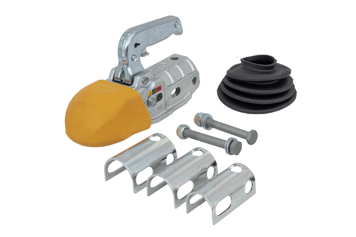 Gancio a sfera STEELPRESS BC-3000C-00-00+Z3 per rimorchio da 3000 kg con timone tubolare da 35-50 mm, ghisa