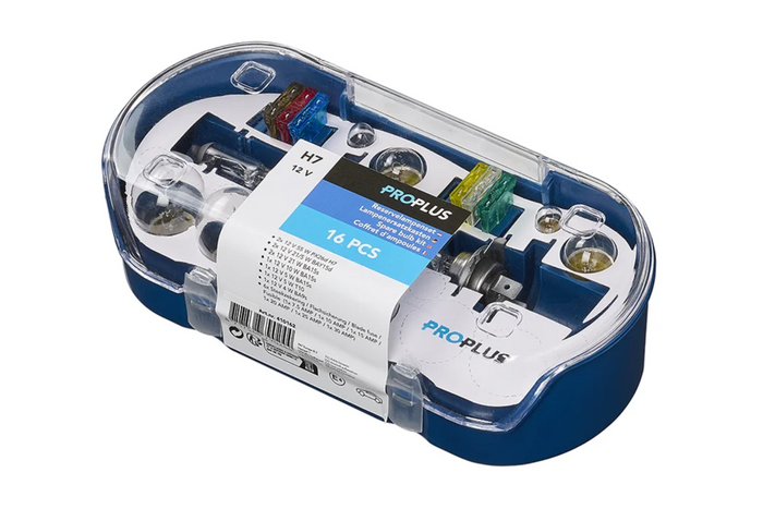 Kit di lampadine H7 per camper e auto ProPlus 410162, set di ricambio da 16 pezzi