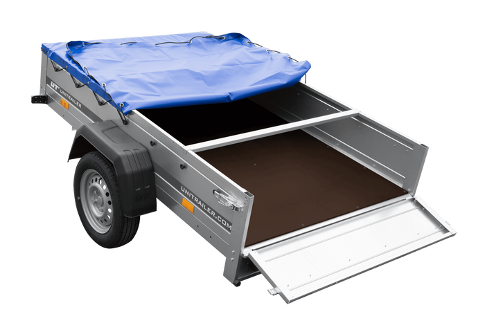 Rimorchio leggero 200x125 UNITRAILER GARDEN 201 KIPP con copertura blu