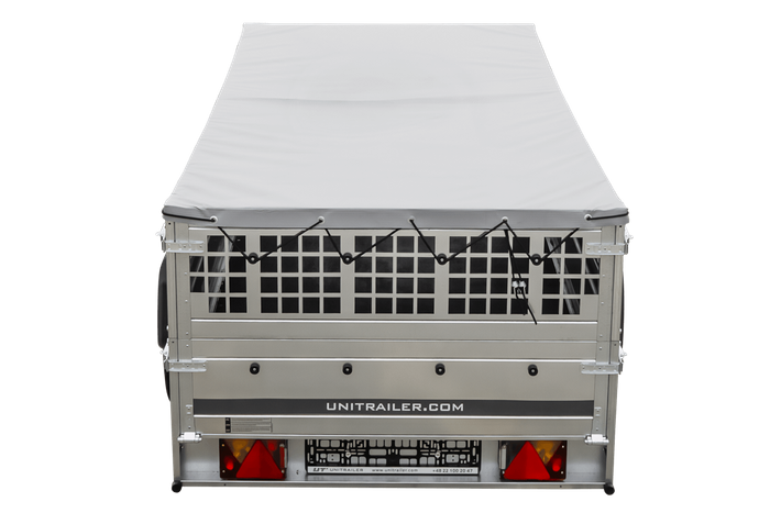 RIMORCHIO LEGGERO GARDEN TRAILER 264 KIPP CON RUOTINO SOVRASPONDE IN RETE E TELO PIATTO GRIGIO