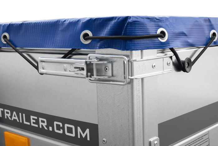 Rimorchio da giardino 200 Kipp con ruota tastatrice, telaio H-0 e telone blu