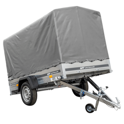 rimorchio Garden Trailer 230 kipp con ruota di appoggio, telaio h-1100 e copertura grigia