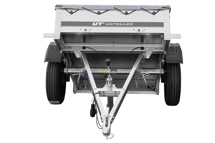 Rimorchio monoasse 150x106 UNITRAILER GARDEN 150 KIPP con telaio H-0 e copertura grigia