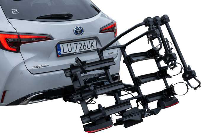 Inter Pack Velox 3 LED - portabici pieghevole da gancio di traino per 3 biciclette con luci a LED (nero)