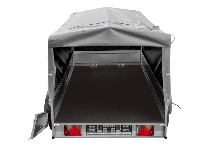 RIMORCHIO GARDEN TRAILER UNITRAILER 264/2 KIPP CON RUOTA SNODATA, TELAIO H-800 E COPERTURA GRIGIA