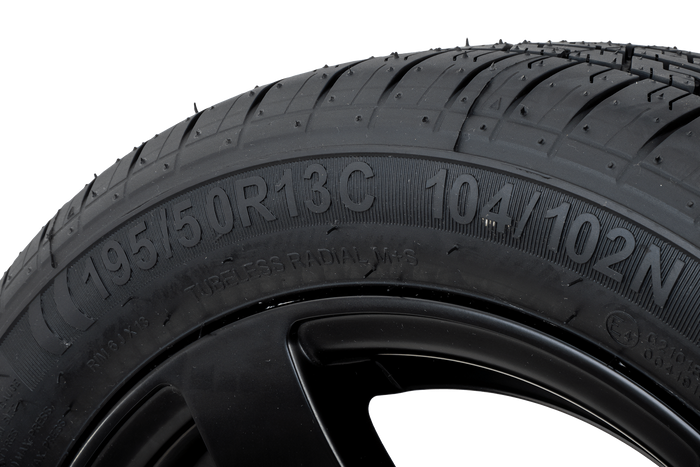 Ruota per rimorchio rinforzata KENDA PNEUMATICI 195/50 R13C 104/102N CERCHIO IN ALLUMINIO STARCO nero 6Jx13"H2 5x112 ET:30