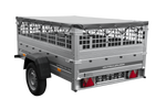 Rimorchio monoasse 200x125 UNITRAILER GARDEN 201 KIPP con sponde in rete e copertura grigia