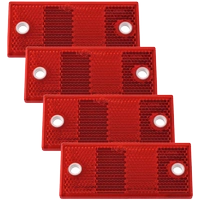 Set: quattro catadiottri rossi 90x40 mm con fori, rettangolari