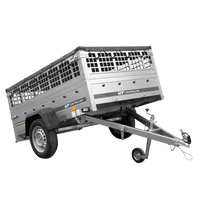 Rimorchio monoasse 200x125 UNITRAILER GARDEN 201 KIPP con sponde in rete e copertura grigia