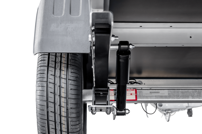 Rimorchio leggero su molle 264x150 UNITRAILER GARDEN 265/R KIPP con sponde in rete, telaio H-0 e copertura blu