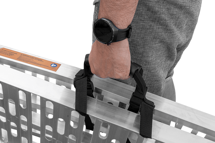 UNITRAILER ALR003 rampa pieghevole in alluminio per rimorchio 221 cm 340 kg con cinghia e supporto