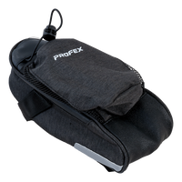 Borsa sottosella lunga per bicicletta PROFEX 82318 Lux nera con tasca portaborraccia