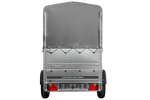 Rimorchio leggero 200x106 UNITRAILER GARDEN 200 KIPP con sponde BIS, telaio H-800 e copertura grigia