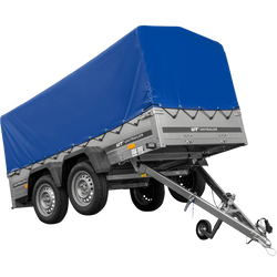 RIMORCHIO GARDEN TRAILER UNITRAILER 264/2 KIPP CON RUOTINO D'APPOGGIO, TELAIO H-800 E COPERTURA BLU