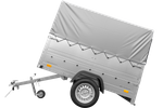 Rimorchio carrello trasporto cose rimorchio leggero 750 kg Unitrailer Garden Trailer 200 kipp con sovrasponde ruotino centina e telo grigio 