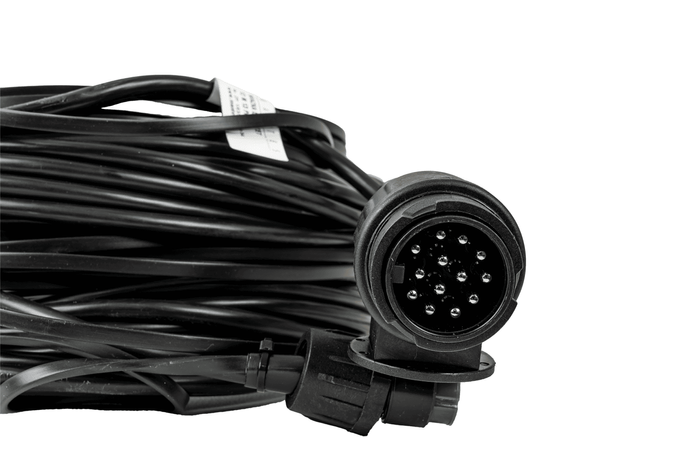 Impianto elettrico MANTES, cablaggio per carro attrezzi, 12 m, spina a 13 poli, 2 baionette a 8 poli