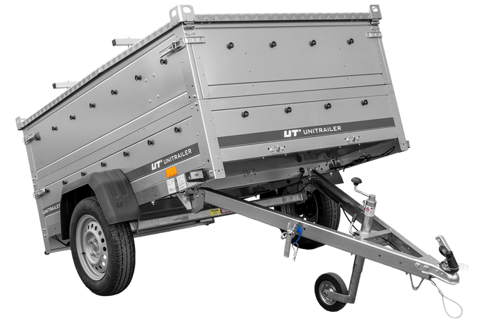 Rimorchio leggero 200x125 UNITRAILER GARDEN 201 KIPP con sponde BIS e copertura in alluminio