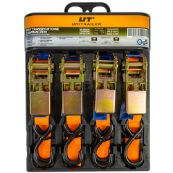 Set di quattro cinghie di trasporto UNITRAILER arancioni da 4 m/25 mm/0,68 t con tenditore