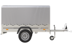 Rimorchio carrello leggero 750 kg + ruotino + centina con telo grigio Unitrailer Garden Trailer 201 kipp