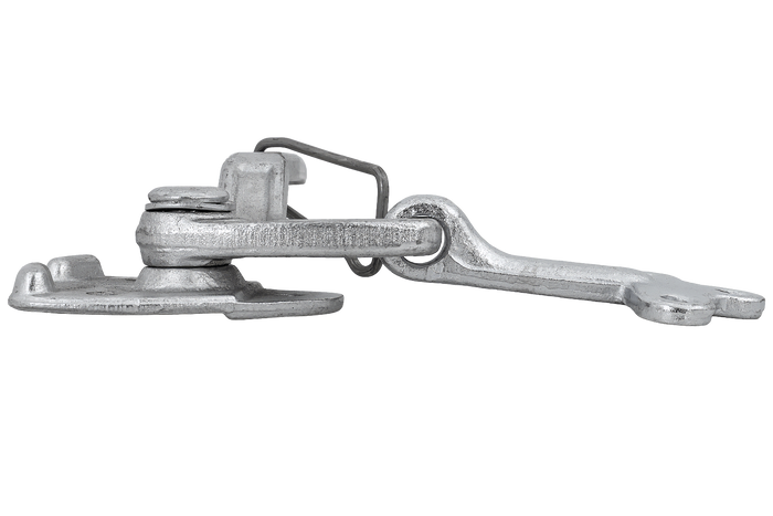 Gancio di traino sinistro con dispositivo di fissaggio WINTERHOFF WV 10-L + WVG 10-A, chiusura completa del lato del rimorchio