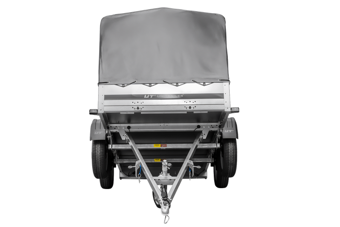 RIMORCHIO GARDEN TRAILER UNITRAILER 264/2 KIPP CON RUOTA SNODATA, TELAIO H-800 E COPERTURA GRIGIA