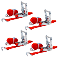 Set di quattro cinghie di trasporto UNITRAILER rosse da 3 m/25 mm/1 t con tenditore