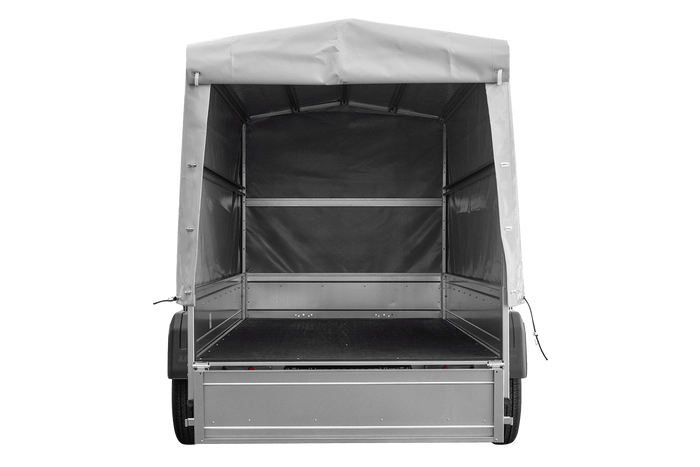 Rimorchio a due assi 264x125 UNITRAILER GARDEN 264/2 KIPP con telaio H-1100 e telone grigio