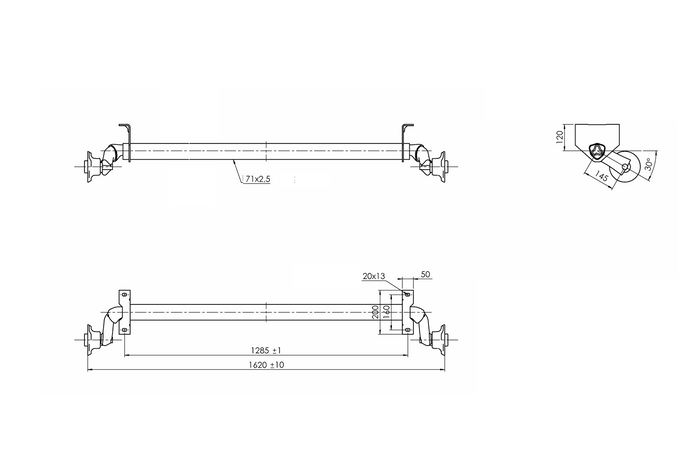 Assale AL-KO OPTIMA senza freni per rimorchio 750 kg 1285 mm 1620 mm 4x100