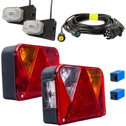 Set luci: luci posteriori DOBPLAST DPT35 + luci di posizione laterali ASPÖCK FLEXIPOINT I + cablaggio MANTES 5,2m 7-PIN