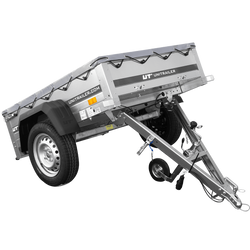 Rimorchio Garden Trailer 150 kipp con ruotino telaio h-0 e telone grigio