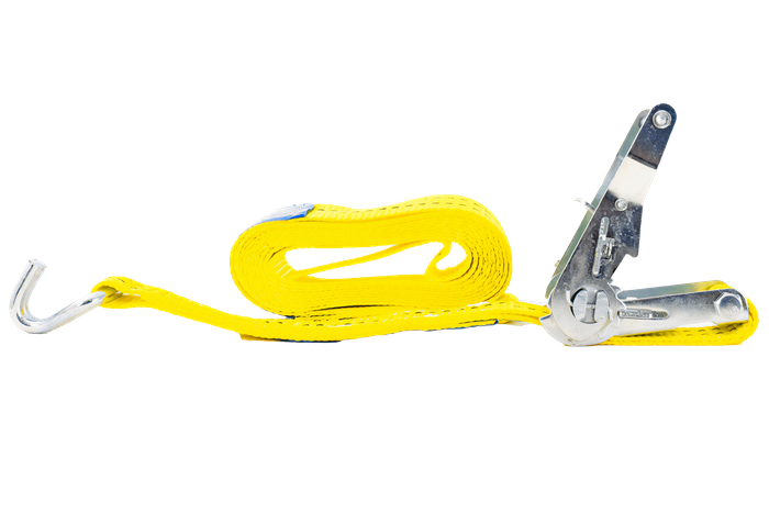 Set di quattro cinghie di trasporto UNITRAILER gialle da 4 m/35 mm/2 t con tenditore