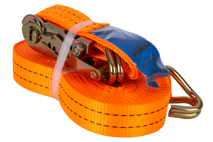 Set di quattro cinghie di trasporto UNITRAILER arancioni da 12 m/35 mm/2 t con tenditore