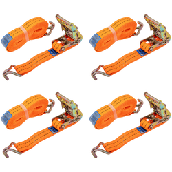 Set di quattro cinghie di trasporto UNITRAILER arancioni da 6 m/35 mm/2 t con tenditore