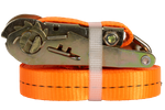 Set di quattro cinghie di trasporto UNITRAILER arancioni da 8 m/25 mm/1 t con tenditore