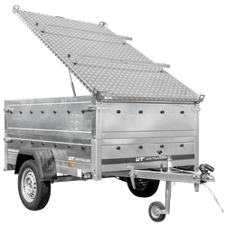 Rimorchio leggero 200x125 UNITRAILER GARDEN 201 KIPP con sponde BIS e copertura in alluminio