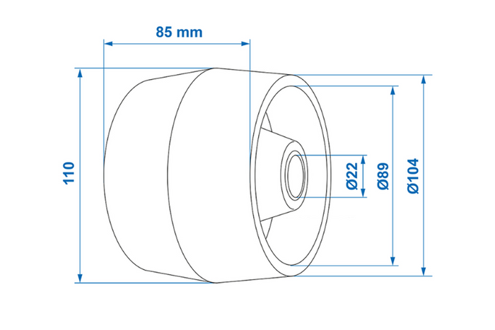 Rullo laterale ProPlus 345472 per rimorchio per barche, 85 mm