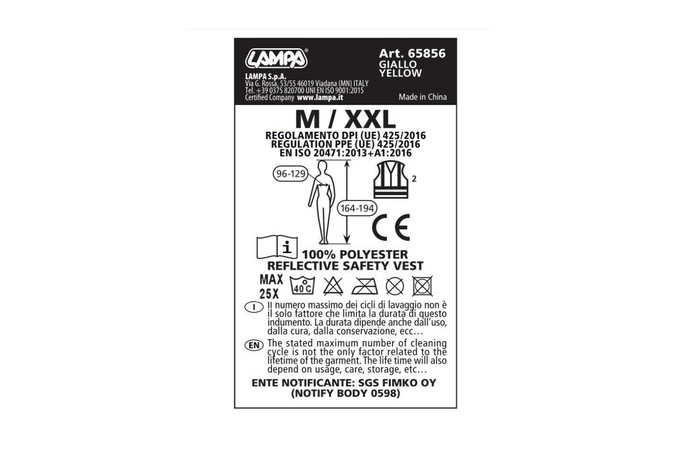 Gilet riflettente LAMP M-XXL giallo
