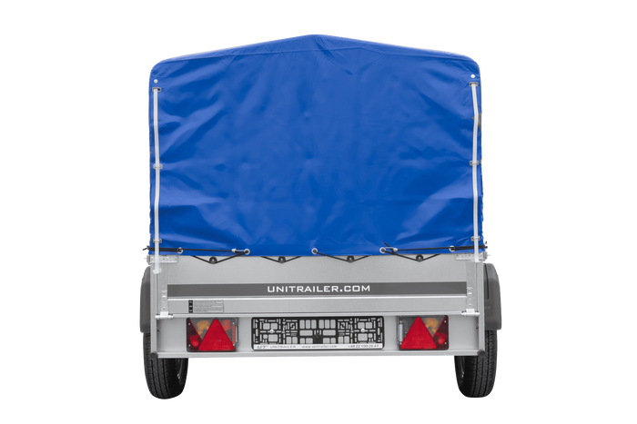 Rimorchio leggero 200x125 UNITRAILER GARDEN 201 KIPP con telaio H-800 e telone blu