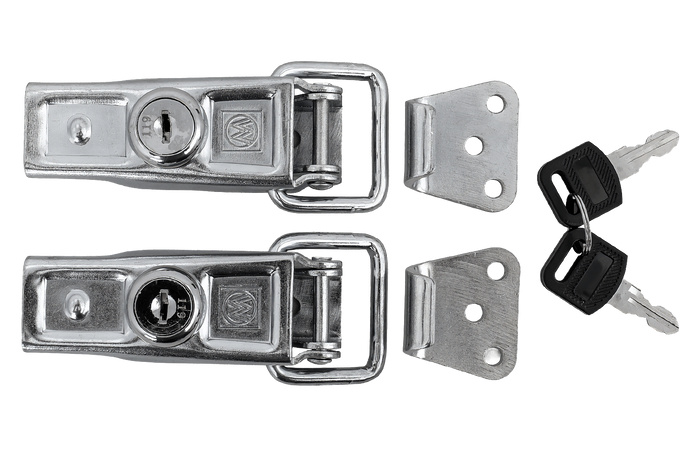Set di ganci laterali con elementi di fissaggio WINTERHOFF BVS 60-1 + BVSG 60-A, serratura laterale del rimorchio completa con chiave